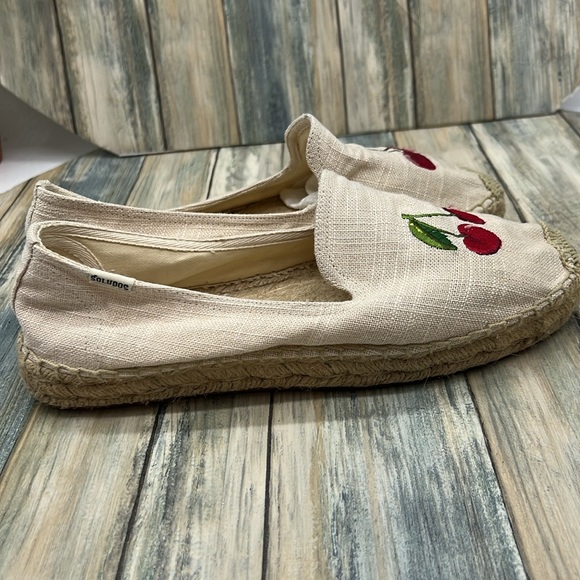 ⭐️Soludos Cherry Embroidered Womens Linen Flat Slip On Espadrilles Shoes 10 - Picture 6 of 12